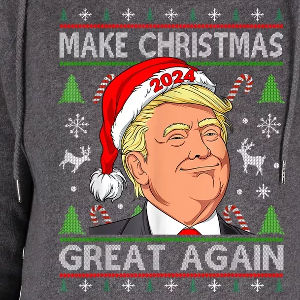 Funny Trump 2024 Make Christmas Great Again Womens Funnel Neck Pullover Hood