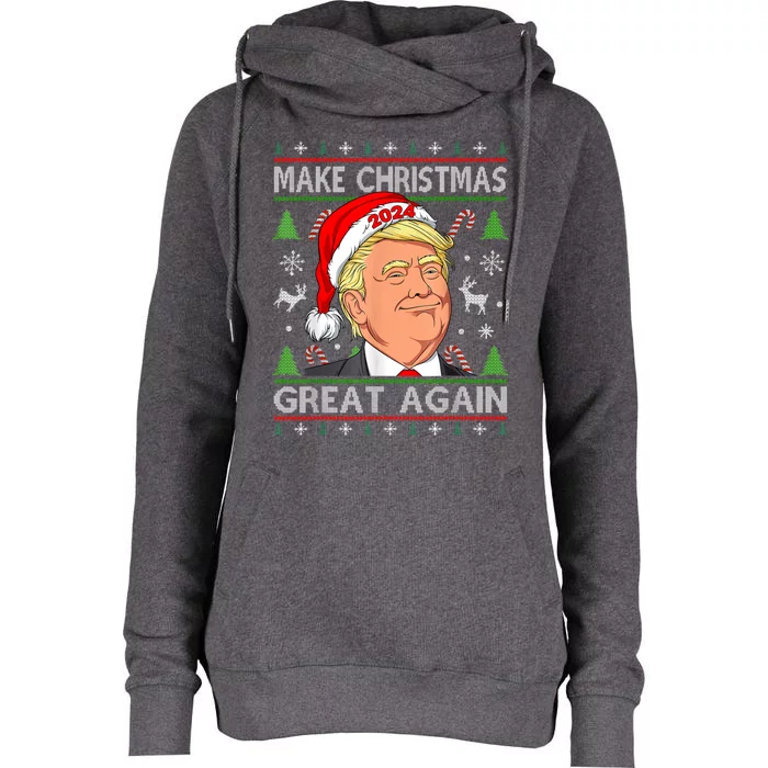 Funny Trump 2024 Make Christmas Great Again Womens Funnel Neck Pullover Hood