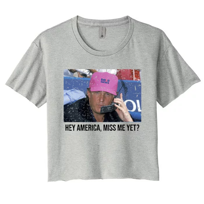 Funny Trump 2024 The Return America Miss Me Yet Us Flag Funny Gift Women's Crop Top Tee