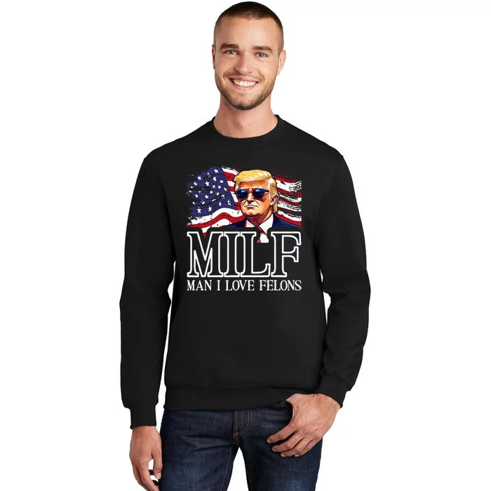 Funny Trump 2024 Political Satire Retro Us Flag Tall Sweatshirt