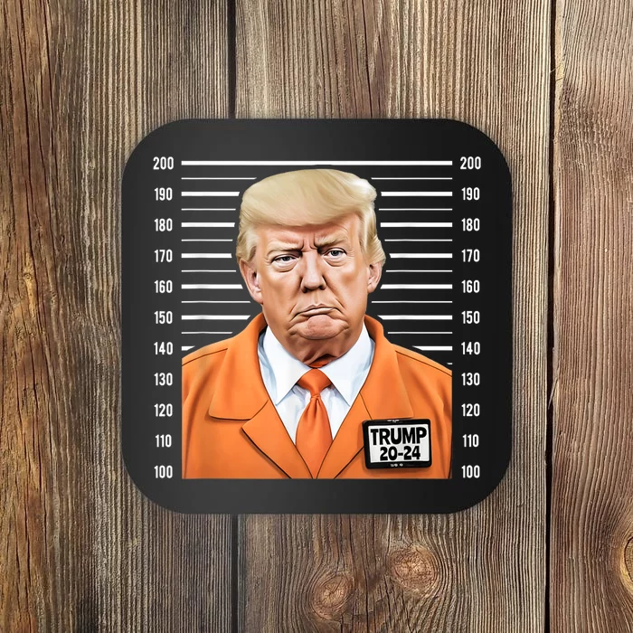 Funny Trump 2024 Prisoner Mugshot Coaster