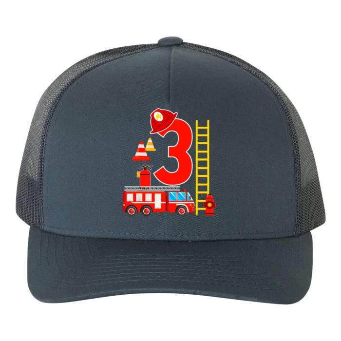 Fire Truck 3rd Birthday Boy 3 Year Old Firefighter Yupoong Adult 5-Panel Trucker Hat