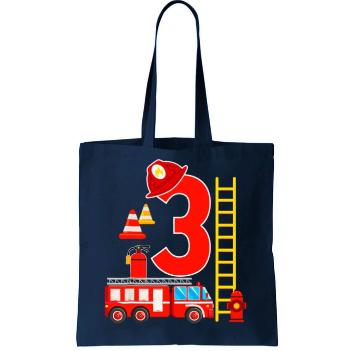 Fire Truck 3rd Birthday Boy 3 Year Old Firefighter Tote Bag