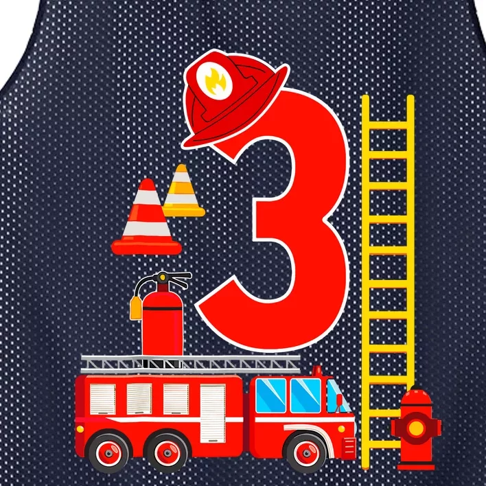 Fire Truck 3rd Birthday Boy 3 Year Old Firefighter Mesh Reversible Basketball Jersey Tank