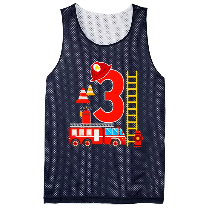 Fire Truck 3rd Birthday Boy 3 Year Old Firefighter Mesh Reversible Basketball Jersey Tank