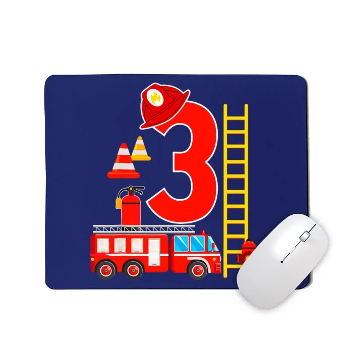 Fire Truck 3rd Birthday Boy 3 Year Old Firefighter Mousepad