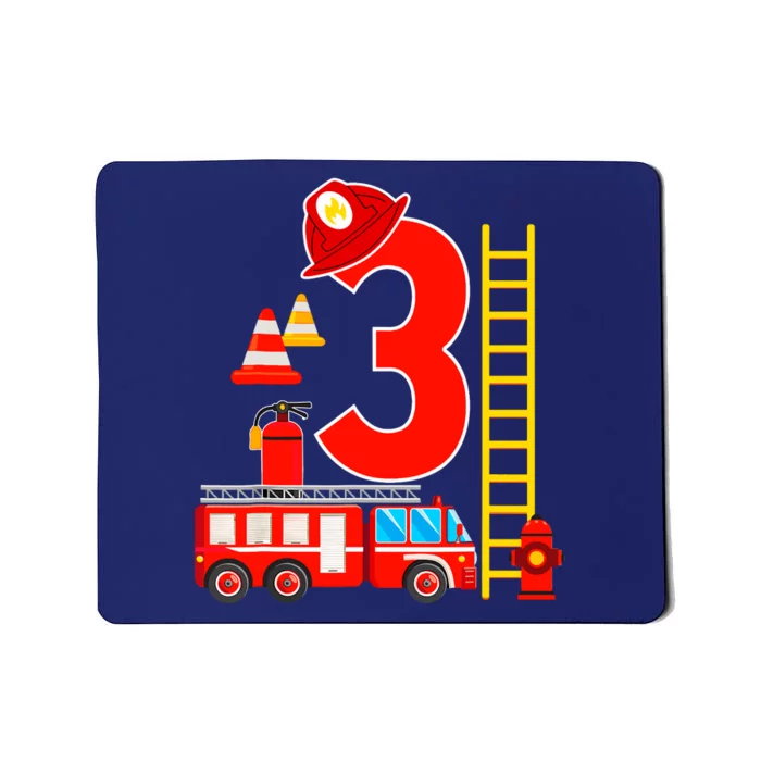 Fire Truck 3rd Birthday Boy 3 Year Old Firefighter Mousepad