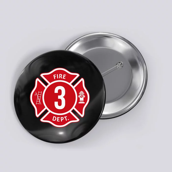 Fire Truck 3rd Birthday Boy Firefighter 3 Year Old Button