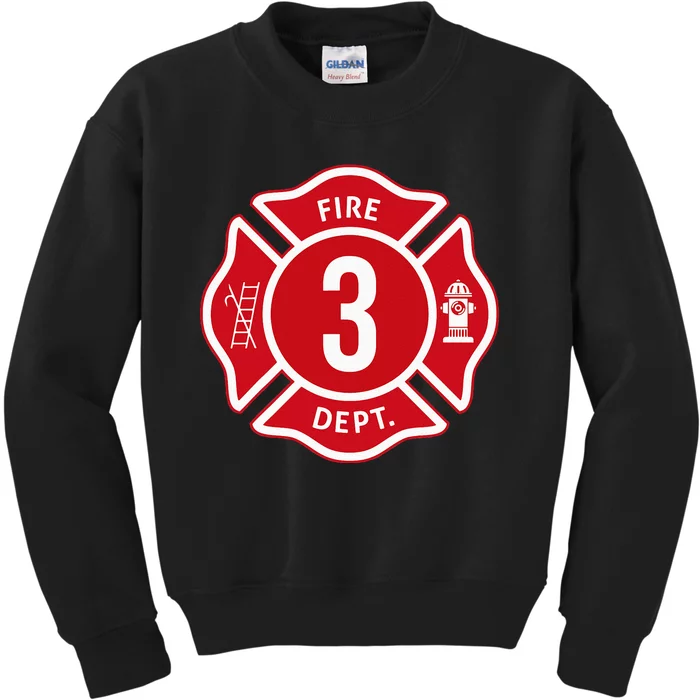 Fire Truck 3rd Birthday Boy Firefighter 3 Year Old Kids Sweatshirt