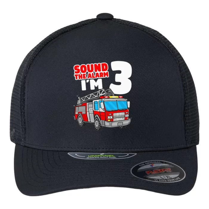 Fire Truck 3 Year Old Firefighter 3rd Birthday Flexfit Unipanel Trucker Cap