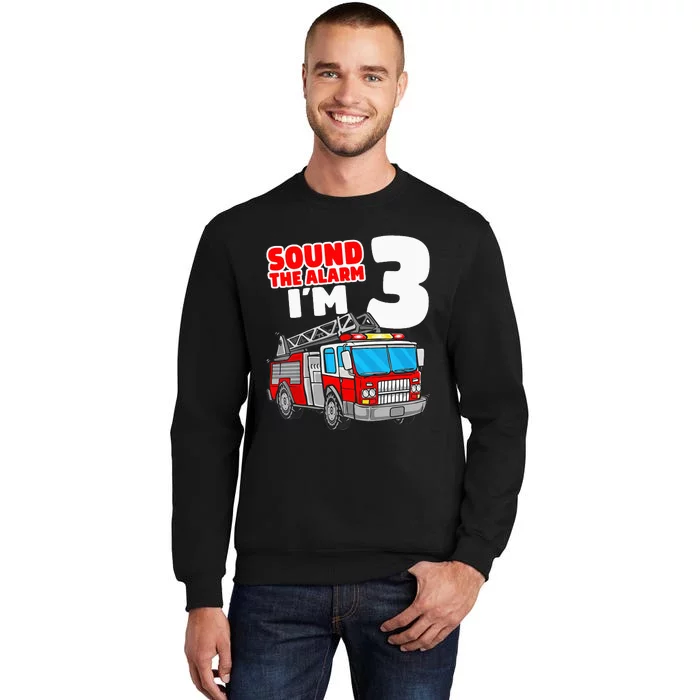 Fire Truck 3 Year Old Firefighter 3rd Birthday Tall Sweatshirt