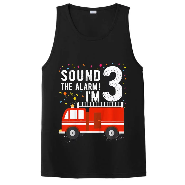 Fire Truck 3rd Birthday 3 Year Old Firefighter Performance Tank