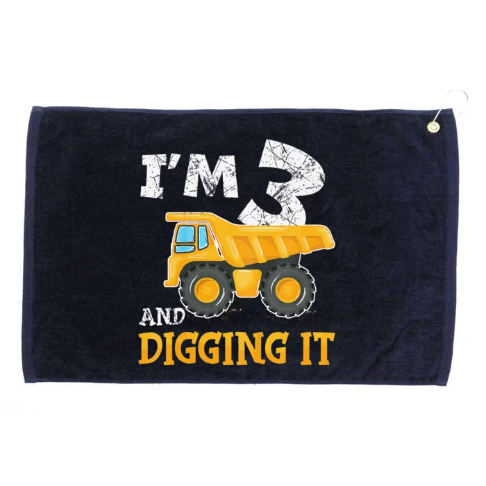 Funny Three 3yr 3th Birthday Construction 3 Years Old Grommeted Golf Towel