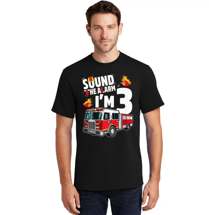 Fire Truck 3rd Birthday Firefighter 3 Year Old Tall T-Shirt