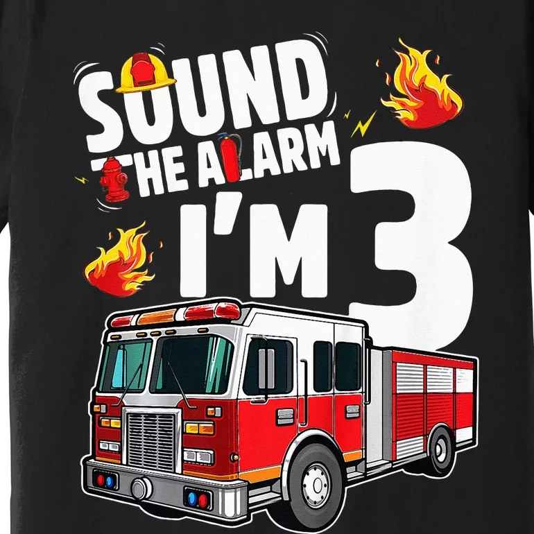 Fire Truck 3rd Birthday Firefighter 3 Year Old Premium T-Shirt