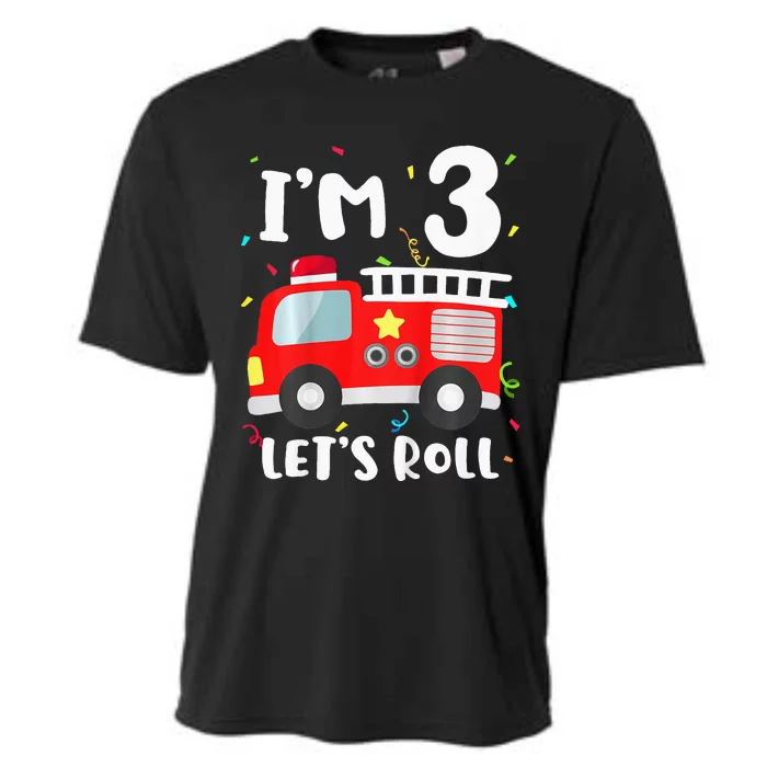 Fire Truck 3rd BirthdayFirefighter 3 Year Old Cooling Performance Crew T-Shirt