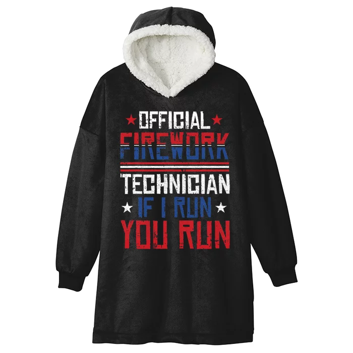 Firework Technician 4th Of July Funny USA Pyro Technician Hooded Wearable Blanket