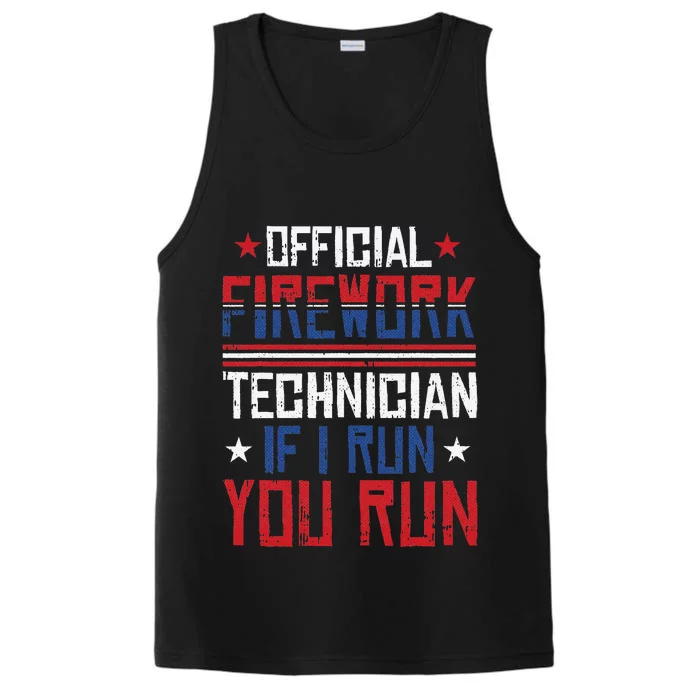 Firework Technician 4th Of July Funny USA Pyro-technician Performance Tank