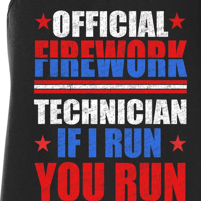 Firework Technician 4th Of July Funny USA Pyro Technician Women's Racerback Tank