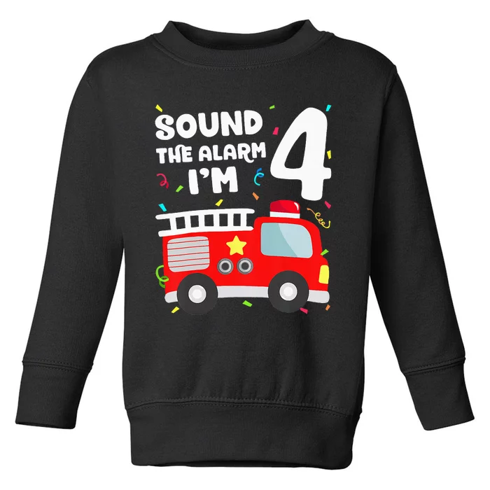 Fire Truck 4th Birthday Firefighter 4 Year Old Toddler Sweatshirt