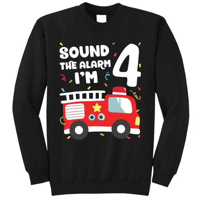 Fire Truck 4th Birthday Boy Firefighter 4 Year Old Sweatshirt