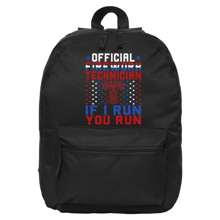 Firework Technician 4th Of July Funny USA Pyro Technician 16 in Basic Backpack