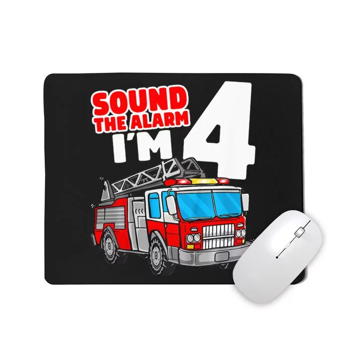 Fire Truck 4 Year Old Firefighter Four 4th Birthday Mousepad