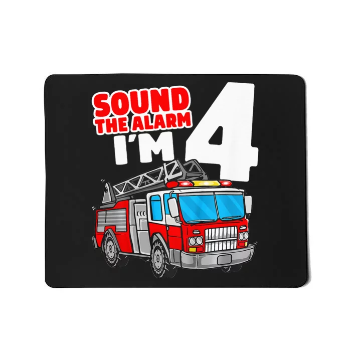 Fire Truck 4 Year Old Firefighter Four 4th Birthday Mousepad