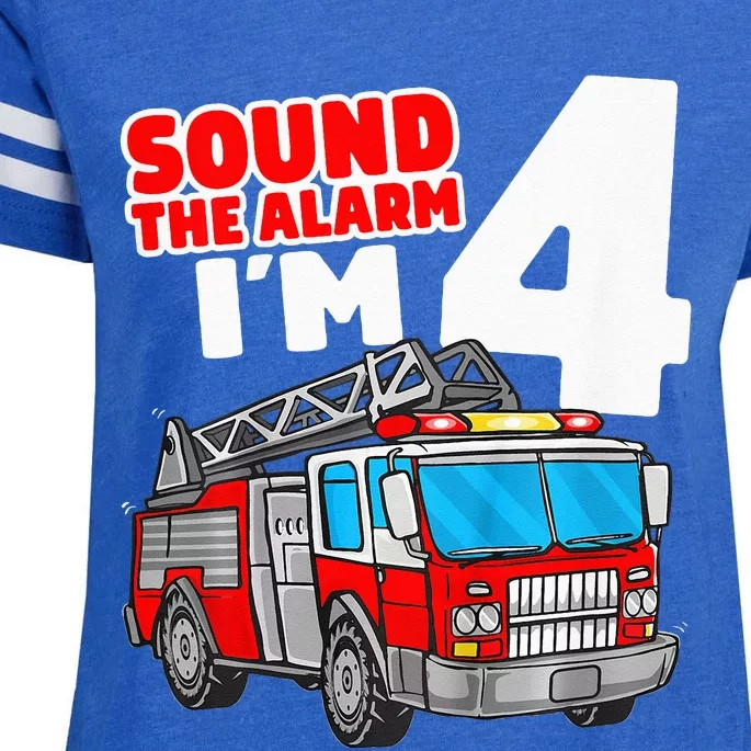 Fire Truck 4 Year Old Firefighter Four 4th Birthday Enza Ladies Jersey Football T-Shirt