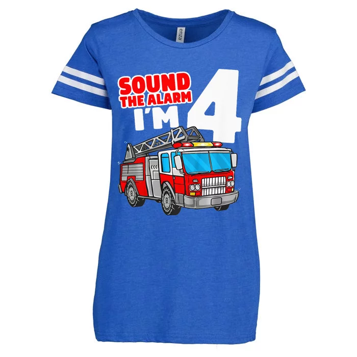 Fire Truck 4 Year Old Firefighter Four 4th Birthday Enza Ladies Jersey Football T-Shirt