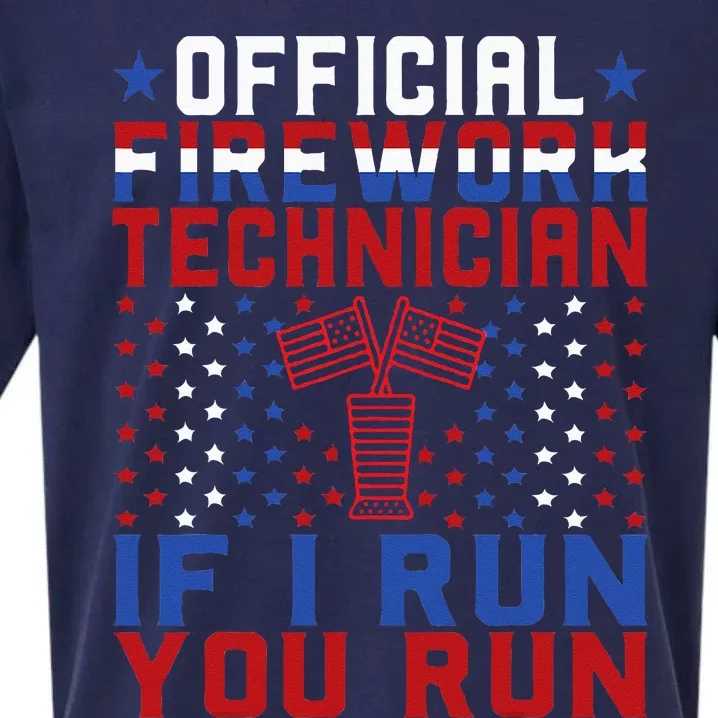 Firework Technician 4th Of July Funny USA Pyro Technician Sueded Cloud Jersey T-Shirt