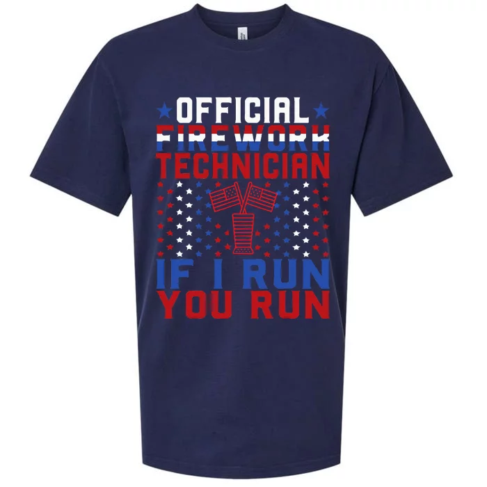 Firework Technician 4th Of July Funny USA Pyro Technician Sueded Cloud Jersey T-Shirt