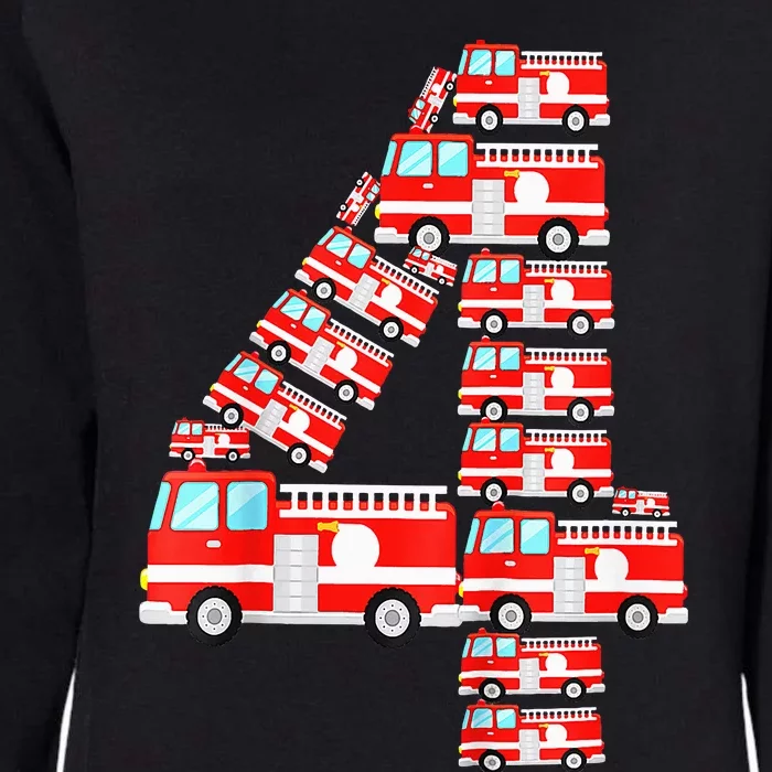 Fire Truck 4th Birthday Boy 4 Year Old Firefighter Womens California Wash Sweatshirt