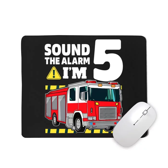 Fire Truck 5 Year Old Firefighter 5th Birthday Boy Five Mousepad