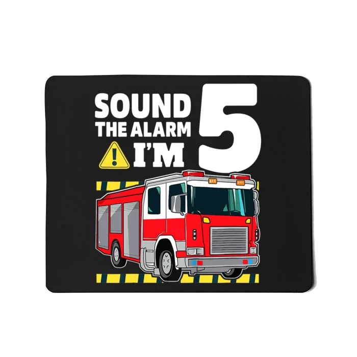 Fire Truck 5 Year Old Firefighter 5th Birthday Boy Five Mousepad