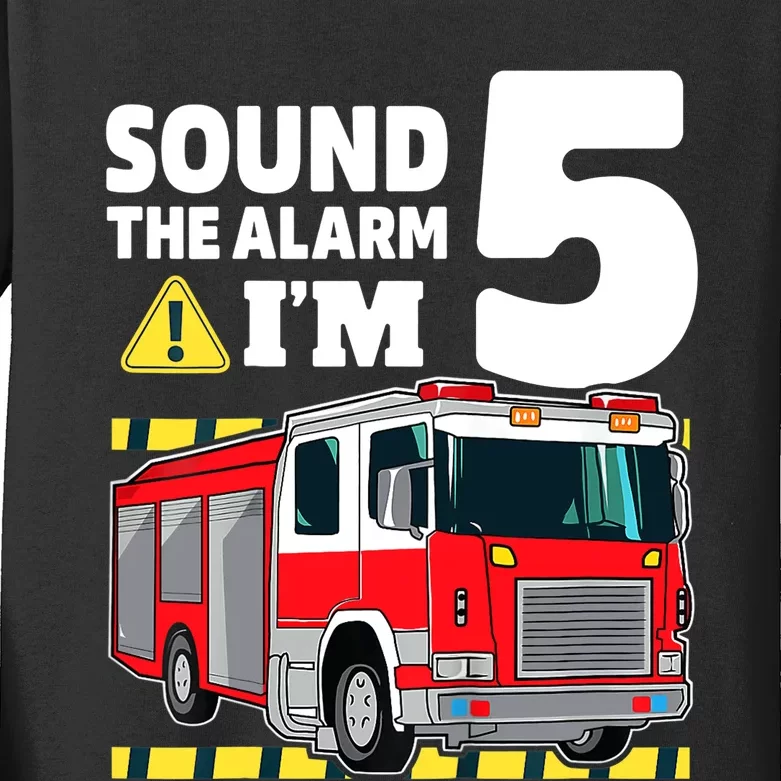 Fire Truck 5 Year Old Firefighter 5th Birthday Boy Five Kids Long Sleeve Shirt