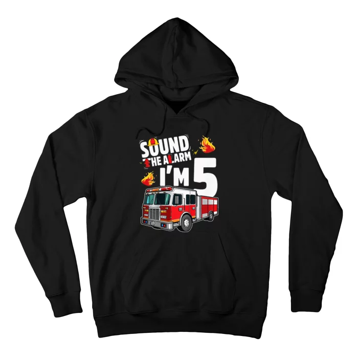 Fire Truck 5th Birthday Firefighter 5 Year Old Hoodie