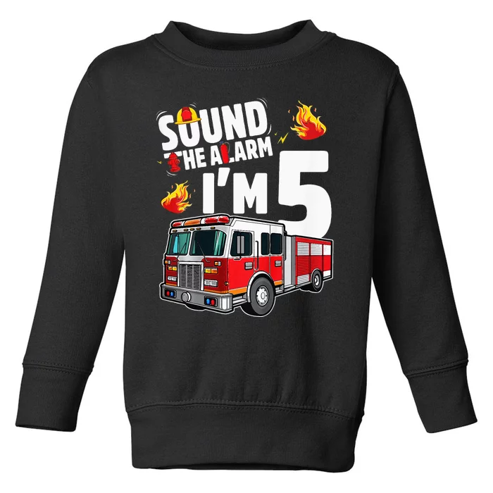 Fire Truck 5th Birthday Firefighter 5 Year Old Toddler Sweatshirt