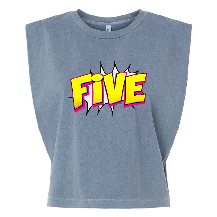 Five Text 5 Year Old Gift 5th Birthday Fifth Boy Garment-Dyed Women's Muscle Tee