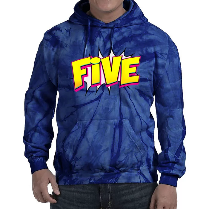 Five Text 5 Year Old Gift 5th Birthday Fifth Boy Tie Dye Hoodie