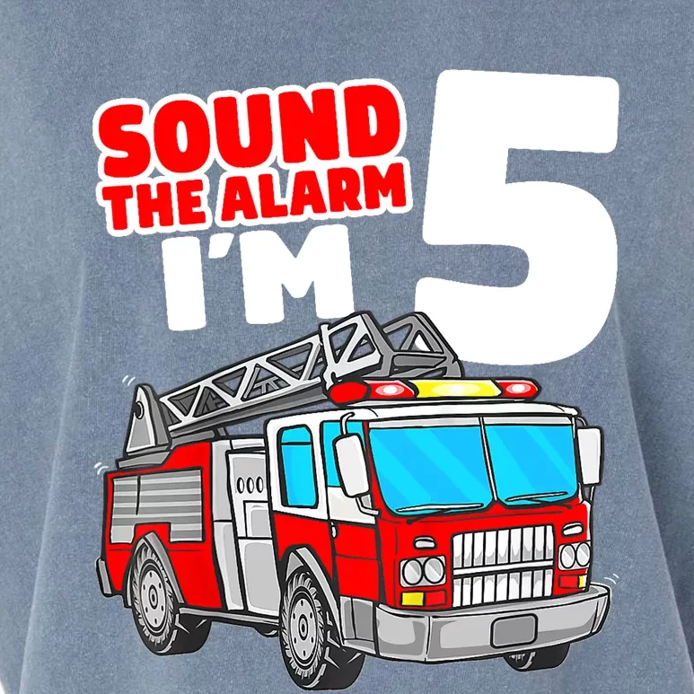 Fire Truck 5 Year Old Firefighter Five 5th Birthday Boy Garment-Dyed Women's Muscle Tee