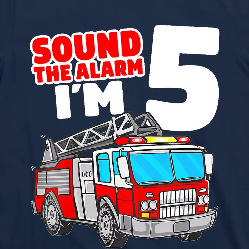 Fire Truck 5 Year Old Firefighter Five 5th Birthday Boy T-Shirt