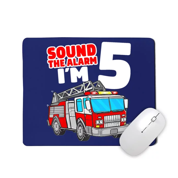 Fire Truck 5 Year Old Firefighter Five 5th Birthday Boy Mousepad