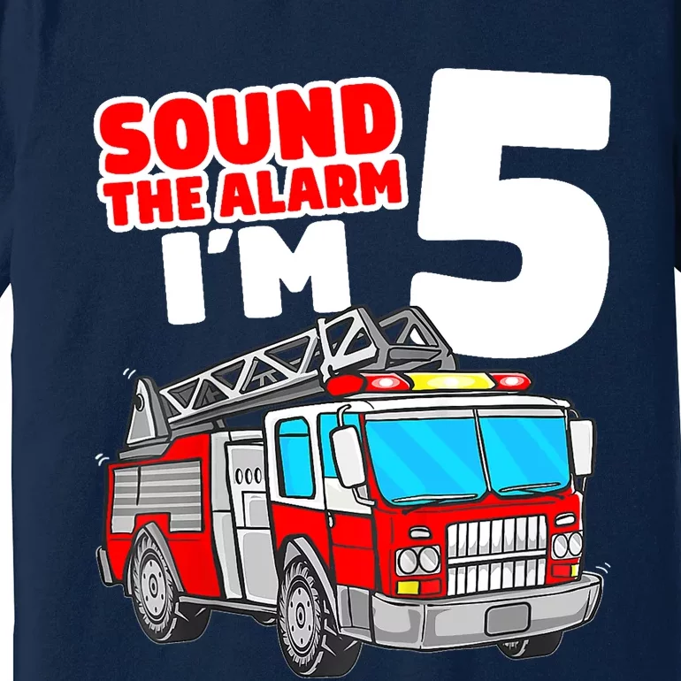 Fire Truck 5 Year Old Firefighter Five 5th Birthday Boy Premium T-Shirt