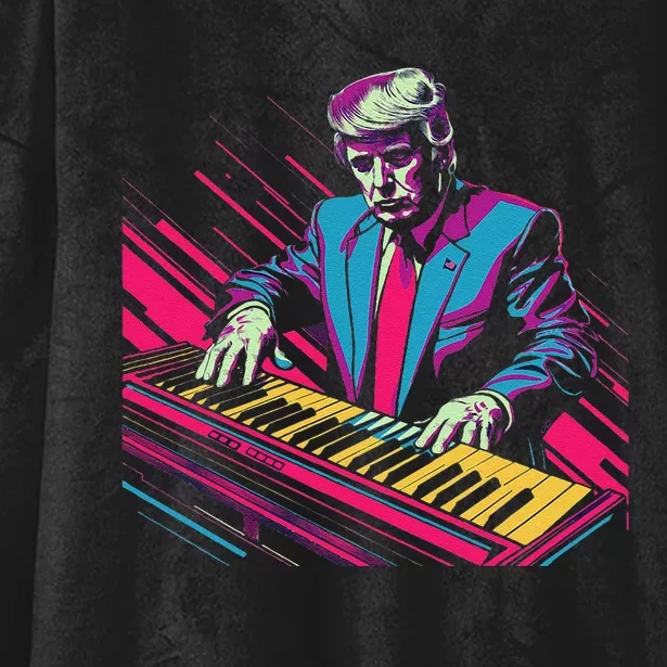 Funny Trump 80S Synth Keyboard Hooded Wearable Blanket