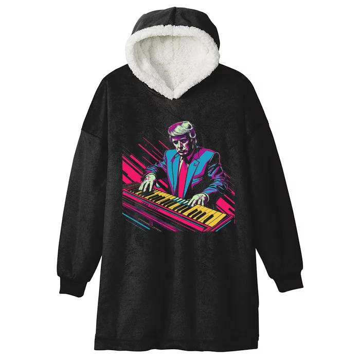 Funny Trump 80S Synth Keyboard Hooded Wearable Blanket