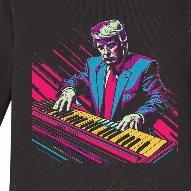 Funny Trump 80S Synth Keyboard Baby Long Sleeve Bodysuit