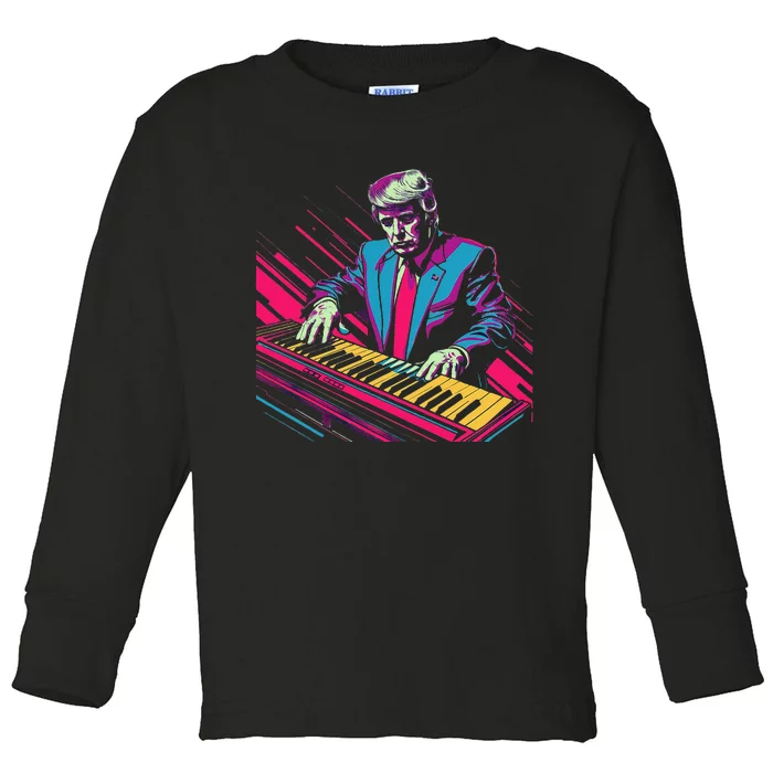 Funny Trump 80S Synth Keyboard Toddler Long Sleeve Shirt