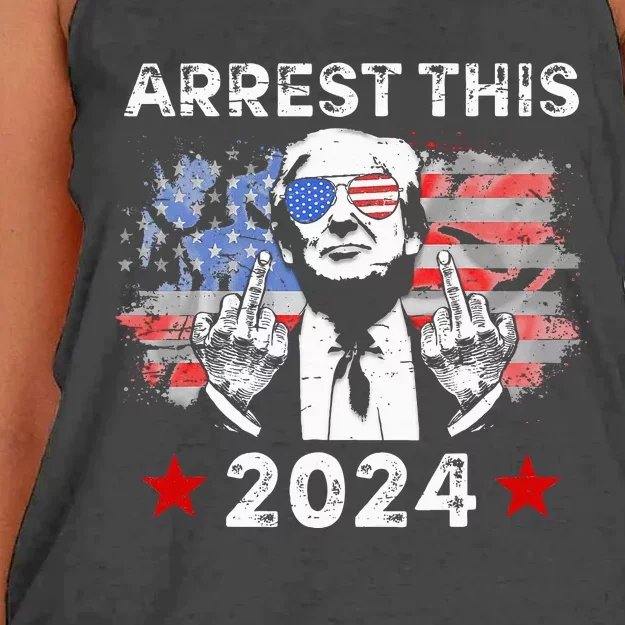 Funny Trump Arrest This Donald Trump Middle Finger President Women's Knotted Racerback Tank