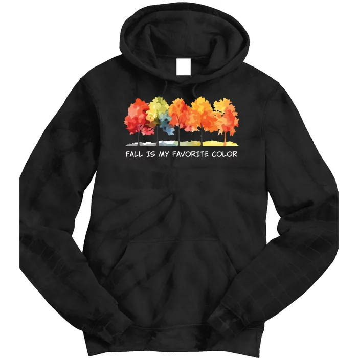 Fall Tree Autumn Tree Line Thanksgiving Tie Dye Hoodie